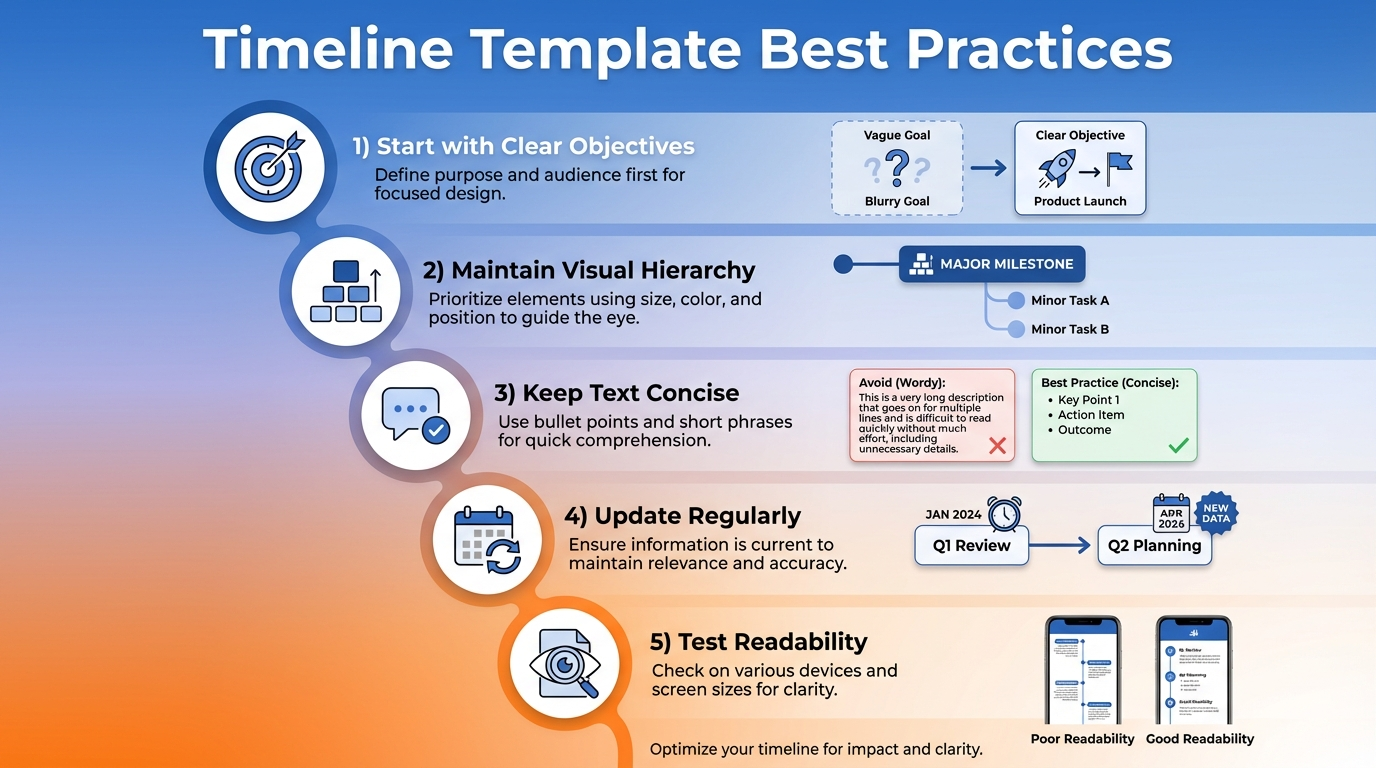 Colorful timeline design header for The Ultimate Guide to Timeline Templates